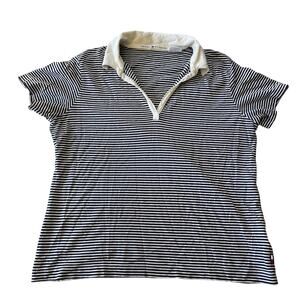 Vtg Y2K 2000s Tommy Hilfiger Stipe Polo Top Sz L Preppy Grunge